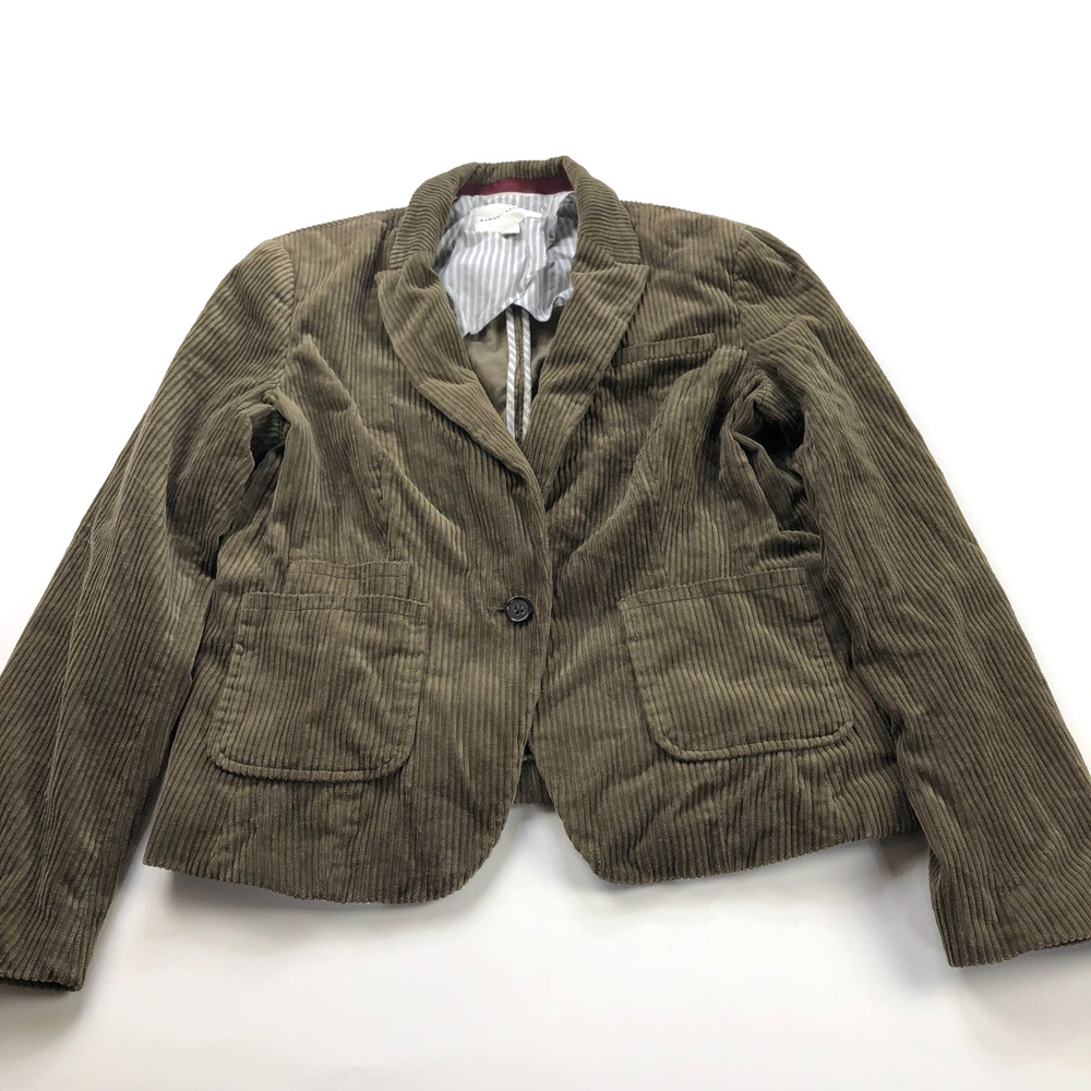Banana Republic 16 Corduroy 100% Cotton Womens One Button Blazer Jacket Olive